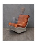Pair of White Resin Plastic and Orange Velvet Armchairs, 1960. Pair of White Resin Plastic and Orange Velvet Armchairs, 1960.