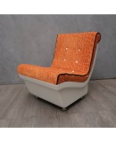 Pair of White Resin Plastic and Orange Velvet Armchairs, 1960. Pair of White Resin Plastic and Orange Velvet Armchairs, 1960.