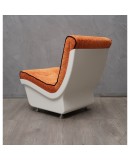 Pair of White Resin Plastic and Orange Velvet Armchairs, 1960. Pair of White Resin Plastic and Orange Velvet Armchairs, 1960.