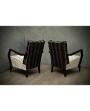Midcentury Beechwood and Velvet Italian Armchairs, 1950. Midcentury Beechwood and Velvet Italian Armchairs, 1950.