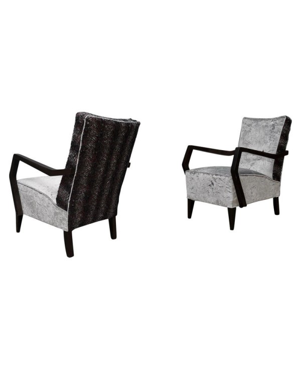 Midcentury Beechwood and Velvet Italian Armchairs, 1950. Midcentury Beechwood and Velvet Italian Armchairs, 1950.