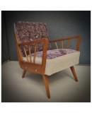 Midcentury Beech Wood and Embroidered Velvet Italian Club Armchairs, 1950 Midcentury Beech Wood and Embroidered Velvet Italian Club Armchairs, 1950