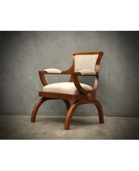 Art Deco Cherrywood and White Velvet Italian Armchair, 1930