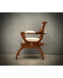 Art Deco Cherrywood and White Velvet Italian Armchair, 1930 Art Deco Cherrywood and White Velvet Italian Armchair, 1930