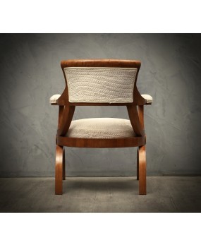 Art Deco Cherrywood and White Velvet Italian Armchair, 1930