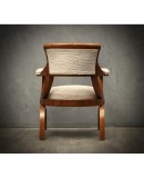 Art Deco Cherrywood and White Velvet Italian Armchair, 1930 Art Deco Cherrywood and White Velvet Italian Armchair, 1930
