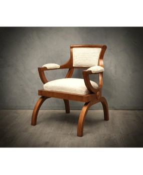 Art Deco Cherrywood and White Velvet Italian Armchair, 1930