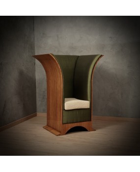 P 76 Poltrone MidCentury in legno di cedro, seta e velluto damascato, 1940