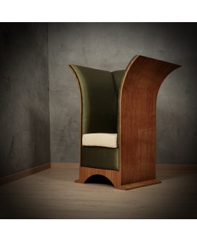 P 76 Poltrone MidCentury in legno di cedro, seta e velluto damascato, 1940