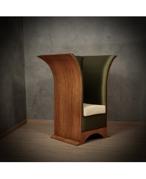 P 76 Poltrone MidCentury in legno di cedro, seta e velluto damascato, 1940