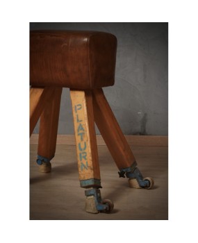 H 1 Cavallina con ruote in pelle e legno di metà secolo, 1960