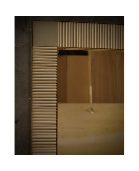Murano Cream Color Glass and Brass Mid-Century Consolle Wall Mirror, 2000