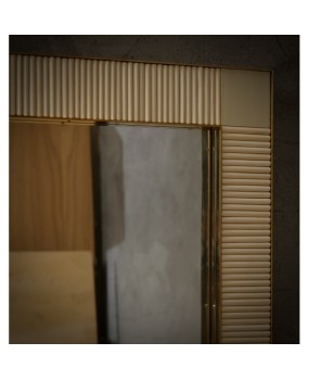 Murano Cream Color Glass and Brass Mid-Century Consolle Wall Mirror, 2000