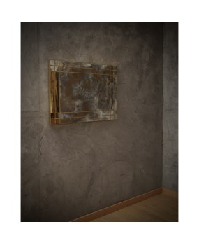 Murano Glass and Brass Mid-Century Consolle Wall Mirror, 2000