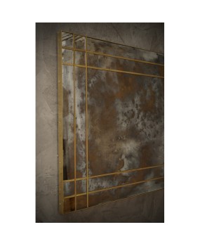 Murano Glass and Brass Mid-Century Consolle Wall Mirror, 2000