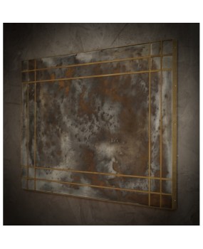 Murano Glass and Brass Mid-Century Consolle Wall Mirror, 2000
