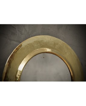 MidCentury Round Brass Italian Wall Mirror, 1970