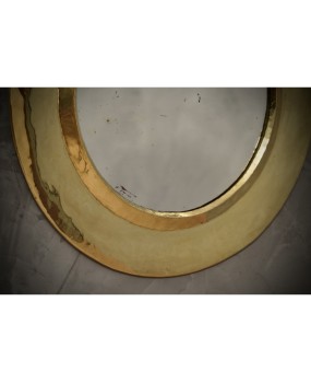 MidCentury Round Brass Italian Wall Mirror, 1970