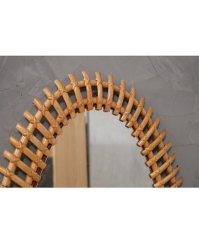 Olaf von Bohr Per Bonacina Rattan and Wicker Wall Mirror, 1960
