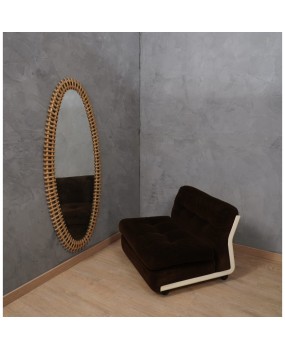 Olaf von Bohr Per Bonacina Rattan and Wicker Wall Mirror, 1960