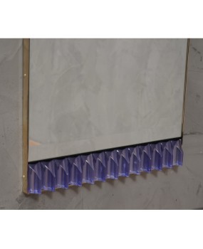 Murano Periwinkle Glass and Brass Mid-Century Wall Mirror, 1990