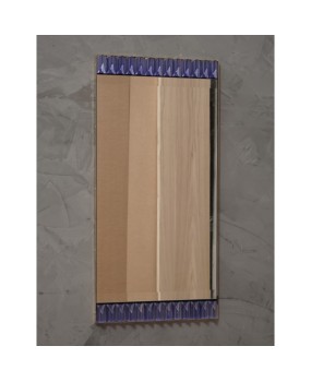 Murano Periwinkle Glass and Brass Mid-Century Wall Mirror, 1990