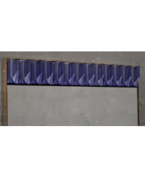 Murano Periwinkle Glass and Brass Mid-Century Wall Mirror, 1990