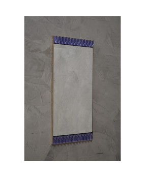 Murano Periwinkle Glass and Brass Mid-Century Wall Mirror, 1990