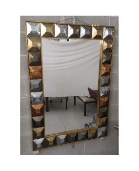 Mid Century Murano Art Glass and Brass Italian Mirror, 2000