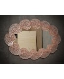 Oval mirror in pink artistic Murano glass and brass Oval mirror in pink artistic Murano glass and brass