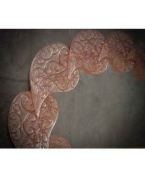 Oval mirror in pink artistic Murano glass and brass