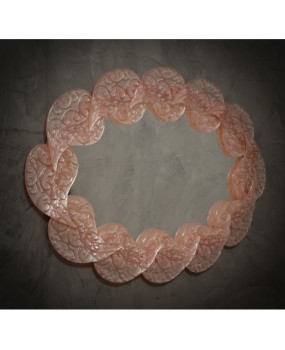 Oval mirror in pink artistic Murano glass and brass