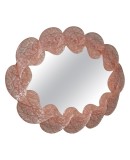 Oval mirror in pink artistic Murano glass and brass Oval mirror in pink artistic Murano glass and brass