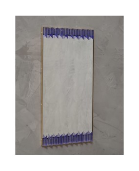 Murano Periwinkle Glass and Brass Mid-Century Wall Mirror, 1990