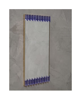 Murano Periwinkle Glass and Brass Mid-Century Wall Mirror, 1990