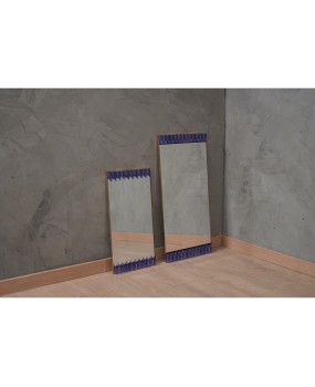 Murano Periwinkle Glass and Brass Mid-Century Wall Mirror, 1990