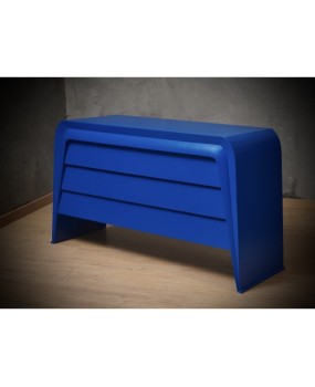 MidCentury Blue Goatskin Italian Commode Chest of Drawer, 1990