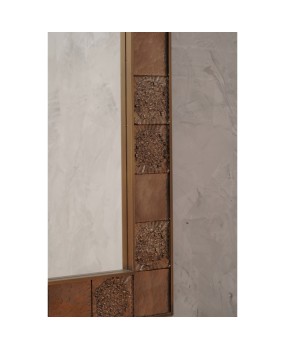 SP 53 Specchio da parete in vetro e ottone color tortora di Murano, 1990