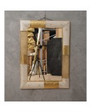 Murano Gold and White Color Glass and Brass Wall Mirror, 1980