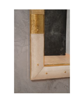 Murano Gold and White Color Glass and Brass Wall Mirror, 1980