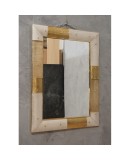 Murano Gold and White Color Glass and Brass Wall Mirror, 1980