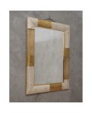 Murano Gold and White Color Glass and Brass Wall Mirror, 1980