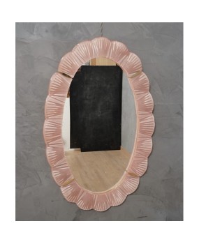 Murano Pink Glass and Brass Wall Mirror, 1990