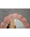 Murano Pink Glass and Brass Wall Mirror, 1990