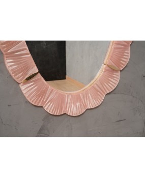 Murano Pink Glass and Brass Wall Mirror, 1990