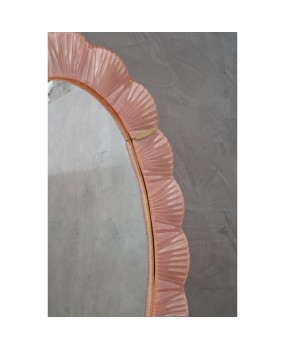 Murano Pink Glass and Brass Wall Mirror, 1990