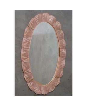 Murano Pink Glass and Brass Wall Mirror, 1990
