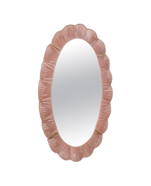 Murano Pink Glass and Brass Wall Mirror, 1990