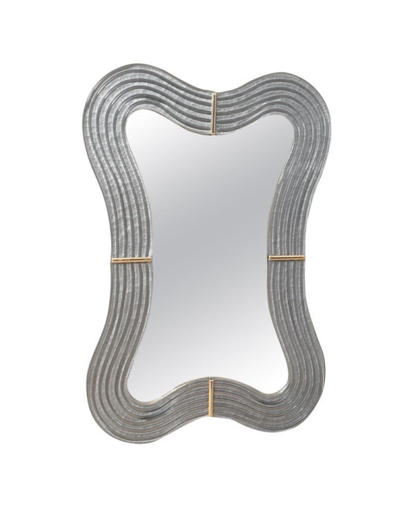 Murano Teal Glass and Brass Wall Mirror, 1990