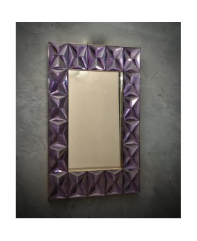 Murano Strong Violet Glass and Brass Wall Mirror, 2019